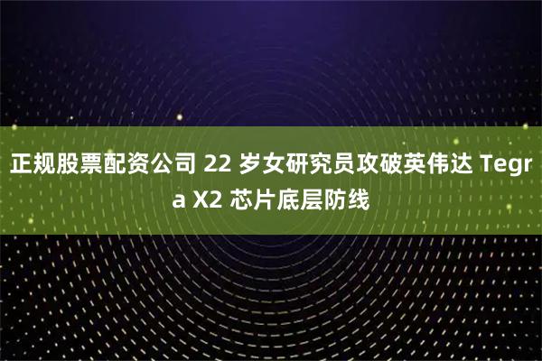 正规股票配资公司 22 岁女研究员攻破英伟达 Tegra X2 芯片底层防线